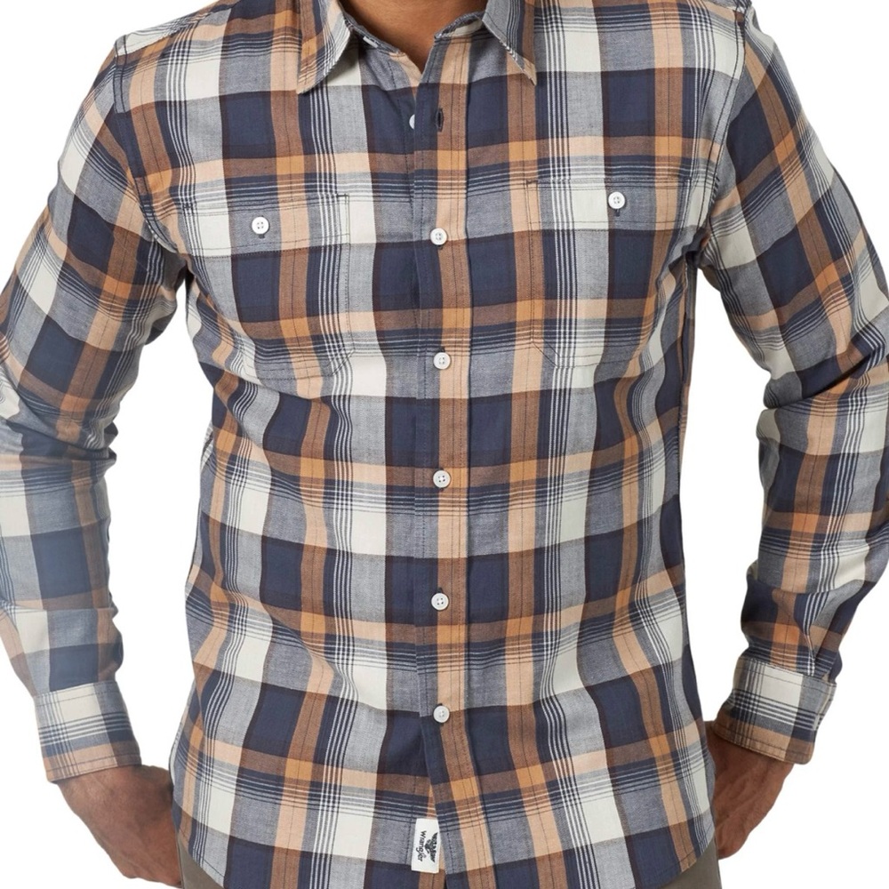 Wrangler Flannel Flex For Comfort plaid Shirt ,Slim Fit Mens Size medium
